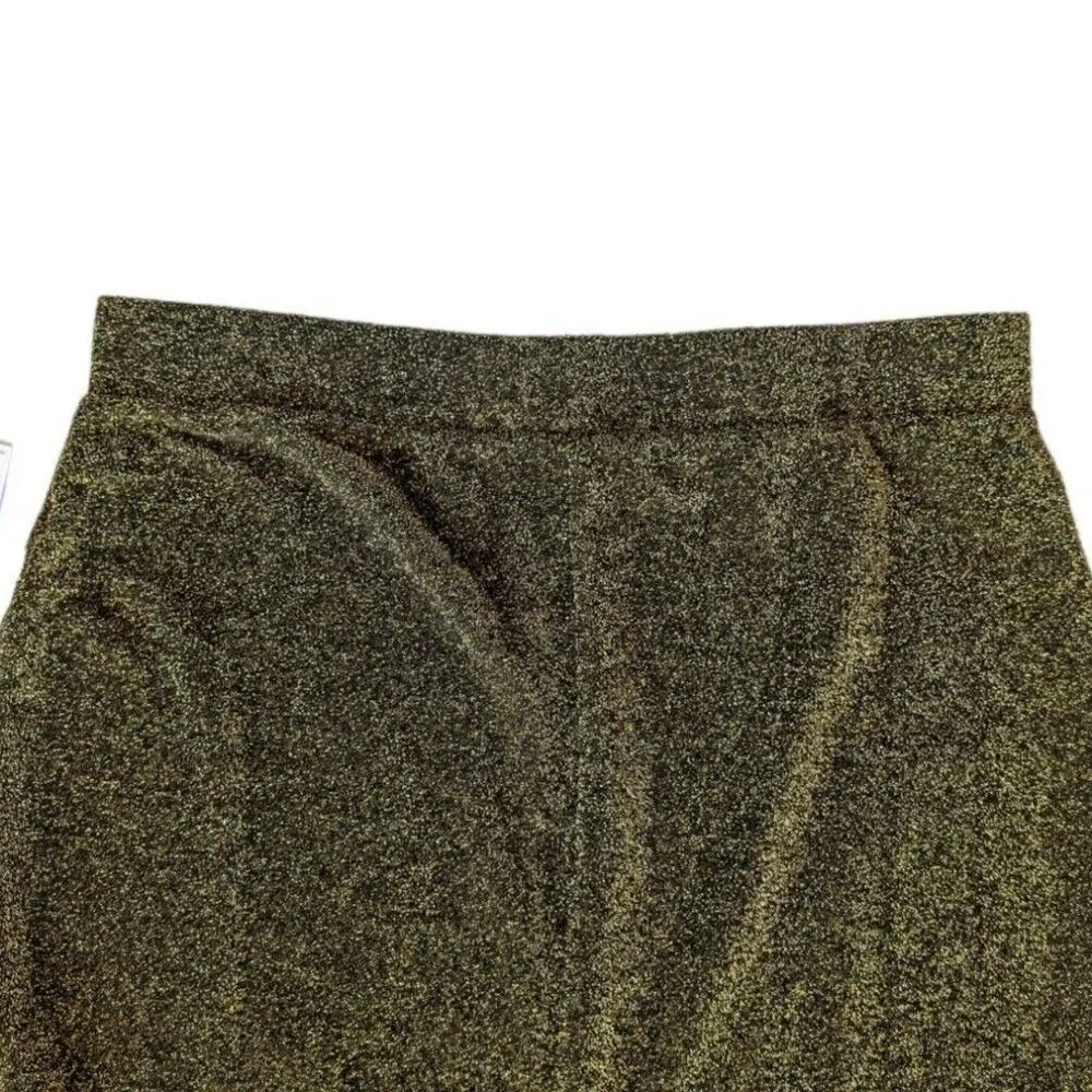 Michael Kors Black & Gold Ponte Stretch Pencil Skirt, Size Medium